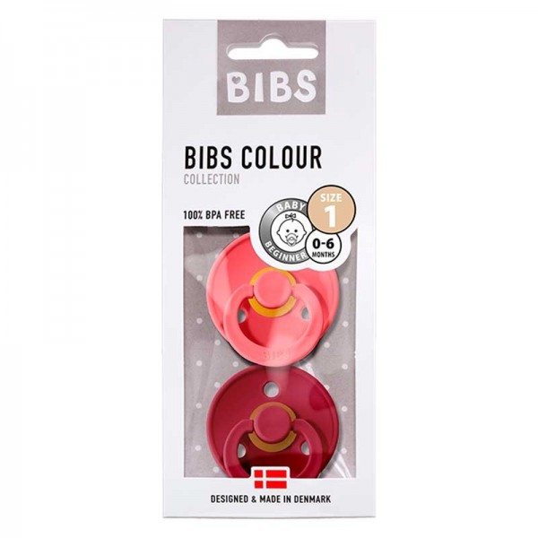 Bibs Chupete Bibs Colour Collection x 2 - Ivory / Ruby - Tetina De